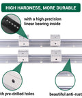 CHUANGNENG SBR20 2200mm linear rails (2) with four SBR20UU bearing blocks; rails, pre-drilled holes, anti-rust finish