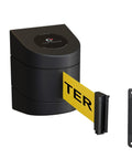 Retractable Belt Barrier Wall Mount 15 Foot Yellow Caution Do Not Enter Message With Black ABS Case Built In Belt Brake