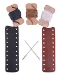Cowhide Leather Lever Wrap Set for Lever Action Rifles and Shotguns, 3.5 Inch, Dual Color Brown and Black with sewing needles