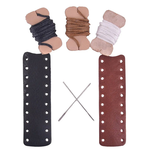 Cowhide Leather Lever Wrap Set for Lever Action Rifles and Shotguns, 3.5 Inch, Dual Color Brown and Black with sewing needles