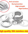 M8 Stainless Flat Washers 8mm ID X 14mm OD X 0.2mm Thick Ultra Thin Spacers, 50 Pcs, 304 Stainless Steel, Corrosion Resistant Hardware for DIY Projects shown stacked