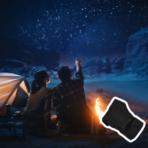 Couple camping under stars with Hands Free Wrist Light Holster For Diving And Outdoor Explorations Adjustable Strap Mount shown