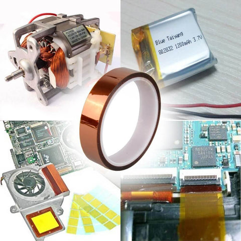 2mm by 100ft Kapton Tape Pro Grade Adhesive High Temperature Polyimide with electronics and motor parts