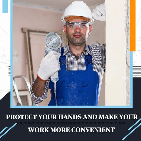 Worker in safety gear wearing 100 Pairs Cotton Liner Gloves For Work And BBQ Roping in construction setting