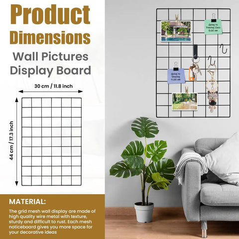 Black Metal Wire Wall Grid Set of 4 Hanging Panels to Drip Your Walls With Photos and Notes Rock Solid Storage That Hits Different for Dorms or Apartments to Keep You Straight and Organized With Zero Hassle