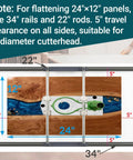 Beast Mode Heavy Duty Full Size Router Sled Kit With Dust Collection System with 34" rails and board measurement guide.