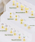 8 Pair Hypoallergenic Earring Set For Babies To Teens, Nickel Free Titanium And 14K Gold Plated Screw Back Studs, flat back