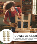 Craftsperson using Table Leaf Dowel Aligners with Copper Sleeves 20 Sets Dining Table Connector Pins for leaf alignment.
