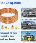 Beefed Up 72 Inch Oil Pressure Gauge Tubing Kit With Copper Tubing And Threaded Adapters Eight Piece Set For Universal Auto Fit
