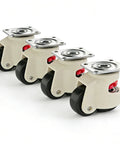 4 Pack Heavy Duty Leveling Casters For Industrial Workbenches Retractable Swivel Wheels with adjustable rubber bases