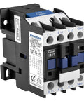 Front view of AC Contactor CJX2-1810 3 Pole Normally Open 24V Coil 380V Ue 18A Ie 50/60Hz DIN Rail Mount with label details