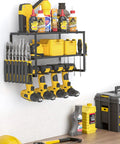 Power Tool Organizer For Wall Mounted Garage, 4 Drill Holders, Floating 3 Layer Tool Rack, Heavy Duty Cordless Drill Holder