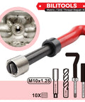 Heavy Duty M10x1.25 Thread Repair Kit Featuring 304 Stainless Steel Helicoil Inserts And Precision HSS Tap Drill Set, including M10x1.25 tap.