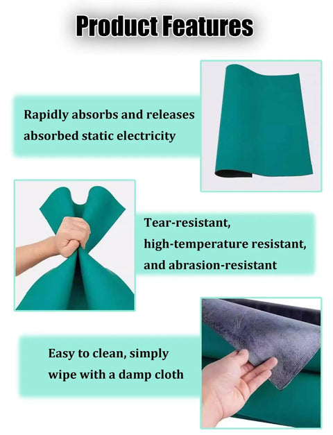 Product features of Anti Static Soldering Work Mat For Electronics Repair And Lab Use 2mm Thick Heat Resistant Rubber Pad