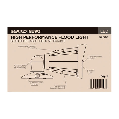 Heavy Duty Led Flood Light Sixteen Pack With Field Selectable 25 20 Or 15 Watts And Adjustable 3000 4000 Or 5000 Kelvin Lighting Delivers 1800 To 3000 Lumens For Outdoor Parking Lots And Job Sites In Matte Black Finish product packaging with detailed features.