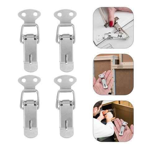 Top Shelf Spring Loaded Toggle Latches In Durable Stainless Steel For Secure Toolbox And Cabinet Catch Hardware Set Of 6 Heavy Duty Locks displayed with details on installation.