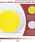 Premium 9 Inch Drywall Sanding Discs With Extra Holes For Dust Free Work, showing yellow perforated discs and backing.