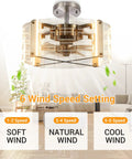 Ceiling Fan With Lights And Remote, 4-Light LED Chandelier Fandelier in living room, showcasing 6 wind speed settings.