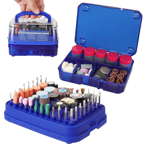 All In One Pro Grade 346 Piece Rotary Tool Accessories Kit DIY Ready With 1 8th Inch Shank Bits For Cutting Grinding Sanding Sharpening Carving And Polishing Universal Fit For Most Tool Types Includes Cutting Wheels Grinding Wheels Brushes Drills