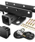 2 Inch Rear Hitch Receiver Kit For 2007 To 2018 Jeep Wrangler JK 4 Door And Unlimited With 4 Pin Wiring Harness components