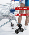 Shopping cart with heavy duty stair climbing wheel replacement for folding shopping trolleys and material transport carts, black triangle core casters.