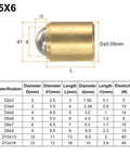 10 Pack Brass Ball Spring Plungers 5X6MM No Step Positioning Pins showing dimensions and specifications of plunger components.