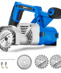 Tough As Nails Toe Kick Saw Cuts Flush Under Cabinets With 3 3/8 Inch Blades set with alloy wood cutters and diamond blade.