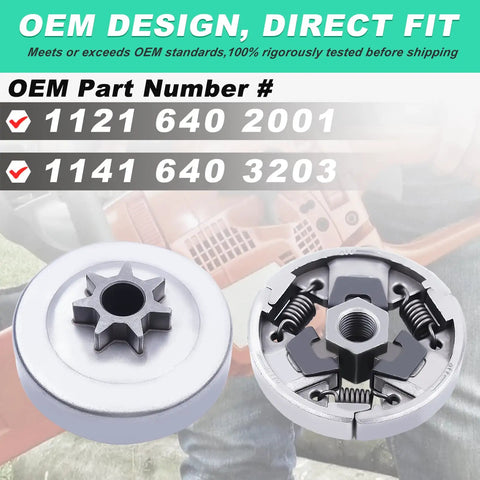 Stihl MS271 MS291 Chainsaw Clutch Drum And Oil Pump Kit with sprocket and springs, part numbers 1121 640 2001, 1141 640 3203