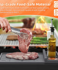 Silicone Griddle Tools Mat For Blackstone Griddles Outdoor Grill Side Shelf Organizer holding meat and seasoning jar