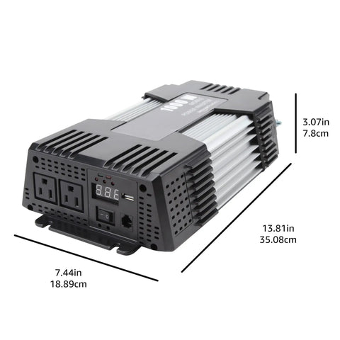 Rock Solid 1000W Car Power Inverter That Powers Your Rig On The Go By Converting 12V To 110V Ac with dual AC sockets and USB port.