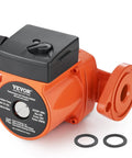 Workhorse Cast Iron Circulation Pump 23 GPM With One Inch NPT Flange Three Speed Settings Silent Runner Hot Water Recirculator visible with an orange casing.