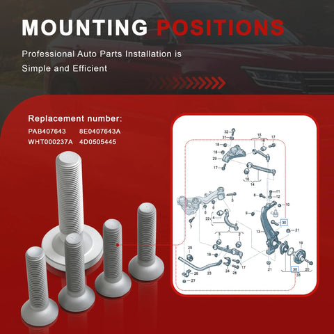 Wheel Hub Bearing Axle Bolt Kit Compatible With Audi A4 Quattro A5 A6 A7 A8 Q5 R8 And Porsche Macan 95B 2014 2018 diagram and bolts