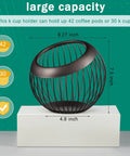 Two Piece Coffee Pod Holder Set With Large Capacity For 30 Cups Or 42 Pods Stainless Steel Cup Organizer Metal Wire Dark Brown
