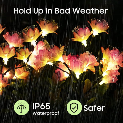 4 Pack Solar Flower Lights For Outdoors Waterproof Glow Night in Rain Garden Decor