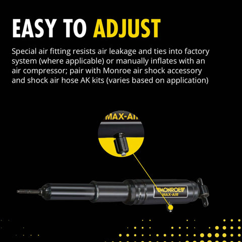Max Air Adjustable Shock Absorber Pair For Chevy Silverado 1500 And GMC Sierra 1500 Trucks with air fitting details