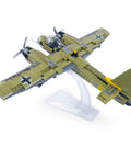 JU 88 Bomber Building Blocks Set With Display Stand 559 Pieces German Twin Engine Aircraft Model on clear plastic stand