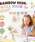 Tot Approved Flower Shaped Kids Coat Rack 2 Piece Wall Hook Set Rainbow Colors Dreamy Decor for Nursery and Entryway Storage Holds Coats Backpacks and Towels like a Boss, colorful wall hooks in kids' room