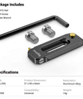 Badass Low Profile NATO Rail Quick Release Safety Mount Fifty Millimeter Long Camera Cage Accessory With Standard Thumbscrews, includes screws and wrench.