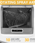 Interior view of No Fuss Portable Countertop Dishwasher With Eight Liter Tank And Four Custom Wash Cycles featuring rotating spray arm.