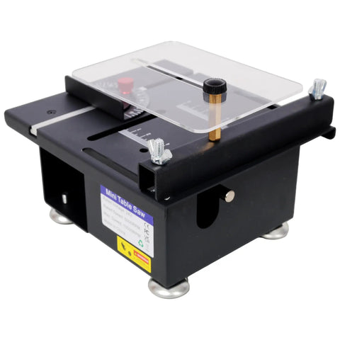 Badass Mini Table Saw With Slick Adjustable Speed And Precision Tilt Angles For Rapid Wood Cutting Sanding Engraving And Drilling On Tight Crafting Jobs, compact design with clear guide surface.