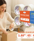 Heavy Duty Packing Tape For Shipping And Moving, 1.88 Inch Wide By 65 Yards Per Roll, 6 Pack Clear Scotch Packaging Tape With Dispenser