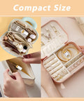 Compact storage cases for beauty products and jewelry in soft colors, showcasing organization for travel or home use.