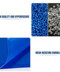Heavy Duty 300 Sheet Peel Away Floor Mat, Industrial Cleanroom Adhesive Trap, Gray 24 By 36 Inch Dust Catcher For Boots And Cart Wheels, close-up of blue material samples.