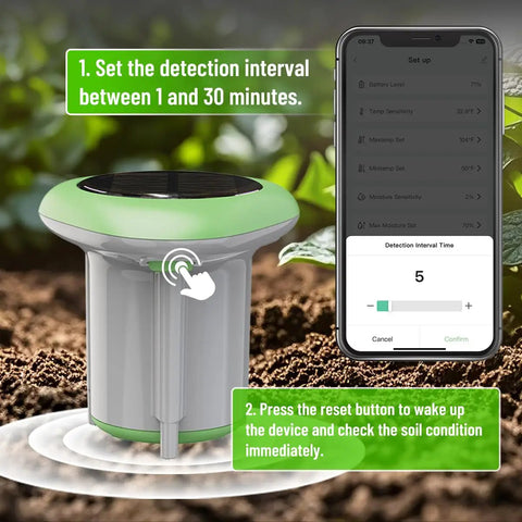 Three In One Soil Moisture Temperature And Fertility Meter For Plants And Gardens with digital sensor and app