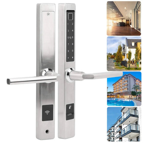 All In One Antitheft Door Lock With Waterproof Build And Fingerprint Password IC Card Mobile App Remote Unlock Key Backup 200
