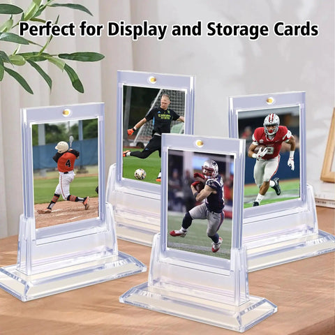 Magnetic Trading Card Holders 4 Pack With Acrylic Stands For MTG Sports Baseball Football And Game Cards Display