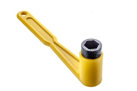 Universal Prop Wrench Kit With Multiple Sockets For Quick Prop Maintenance, high visibility yellow handle, close-up view