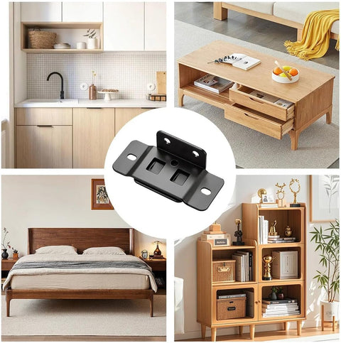 Heavy Duty 8 Pack Furniture Joint Brackets With 2 In 1 Locking Insert And Anti Slip Inserts, removable corner braces shown.