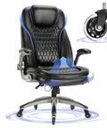 Ergonomic Executive Office Chair For Home And Desk, High Back Leather Swivel Chair With Padded Flip Up Armrests, Black with caster