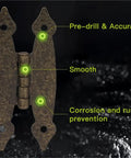 Set Of Four Three And A Half Inch Bronze Antique H Hinges For Cabinets And Doors Flat Flush Mount with durability highlights